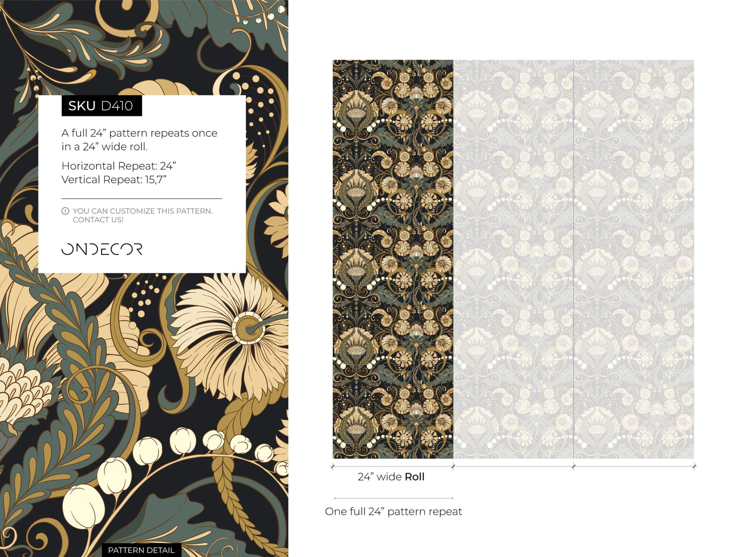 Elegant Floral Symphony Wallpaper - D410