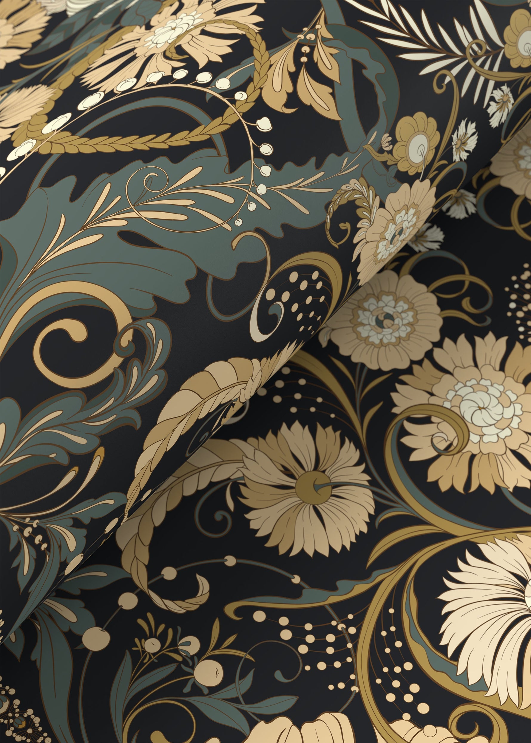 Elegant Floral Symphony Wallpaper - D410