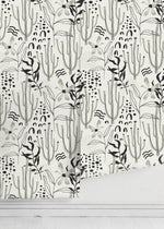 Black and Gray Floral Wallpaper / Peel and Stick Wallpaper Removable Wallpaper Home Decor Wall Art Wall Decor Room Decor - D315