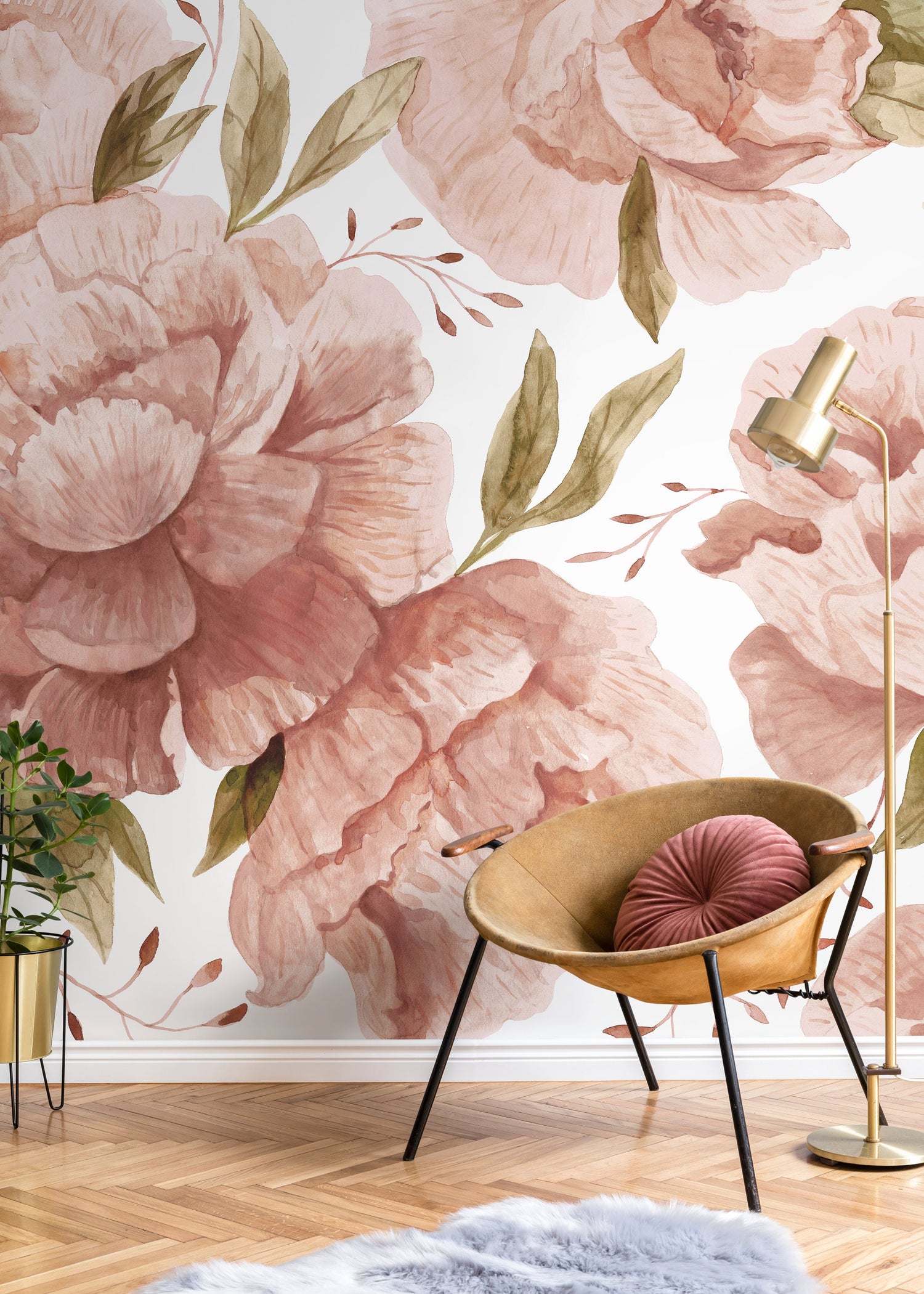 Roses Mural Wallpaper / Peel and Stick Wallpaper Removable Wallpaper Home Decor Wall Art Wall Decor Room Decor - D322