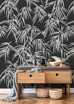 Dark Tropical Wallpaper / Peel and Stick Wallpaper Removable Wallpaper Home Decor Wall Art Wall Decor Room Decor - D336