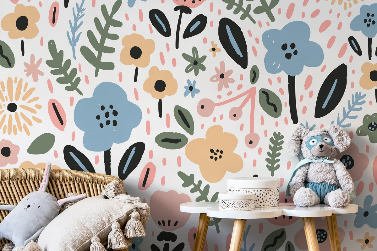 Cute Flower Wallpaper / Peel and Stick Wallpaper Removable Wallpaper Home Decor Wall Art Wall Decor Room Decor - D392