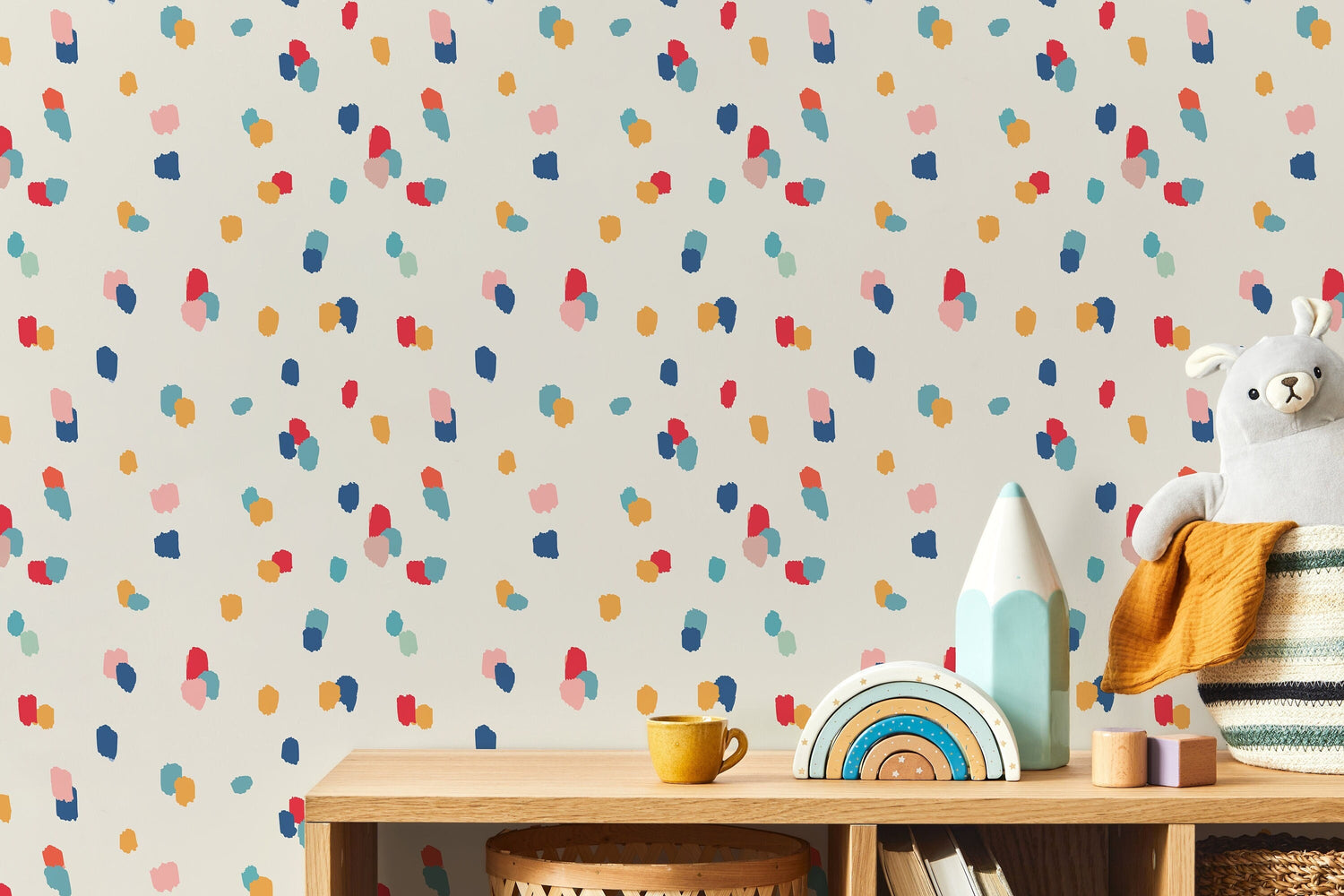 Colorful Dots Brush Wallpaper / Peel and Stick Wallpaper Removable Wallpaper Home Decor Wall Art Wall Decor Room Decor - D347