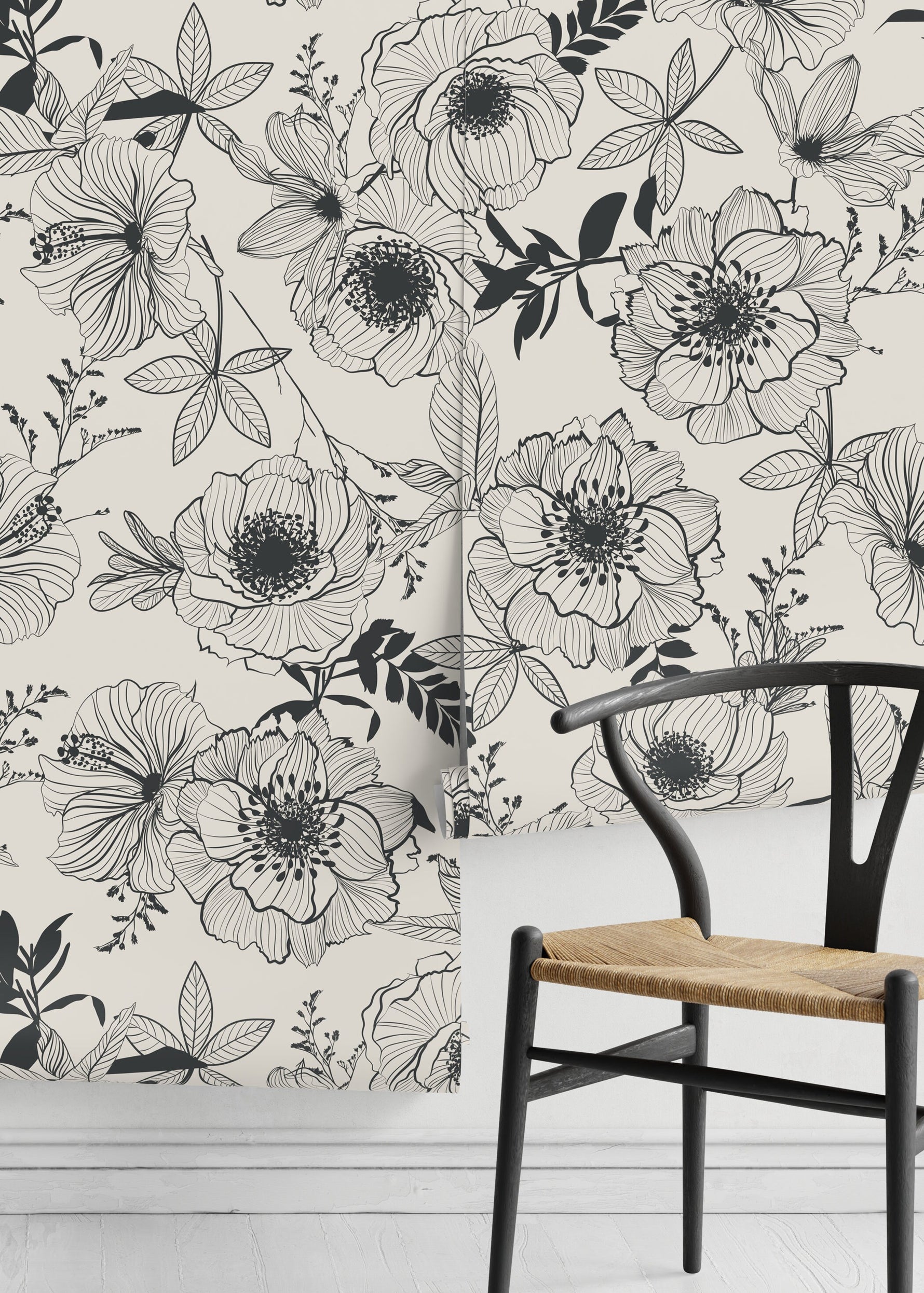 Vintage Floral Wallpaper / Peel and Stick Wallpaper Removable Wallpaper Home Decor Wall Art Wall Decor Room Decor - D476