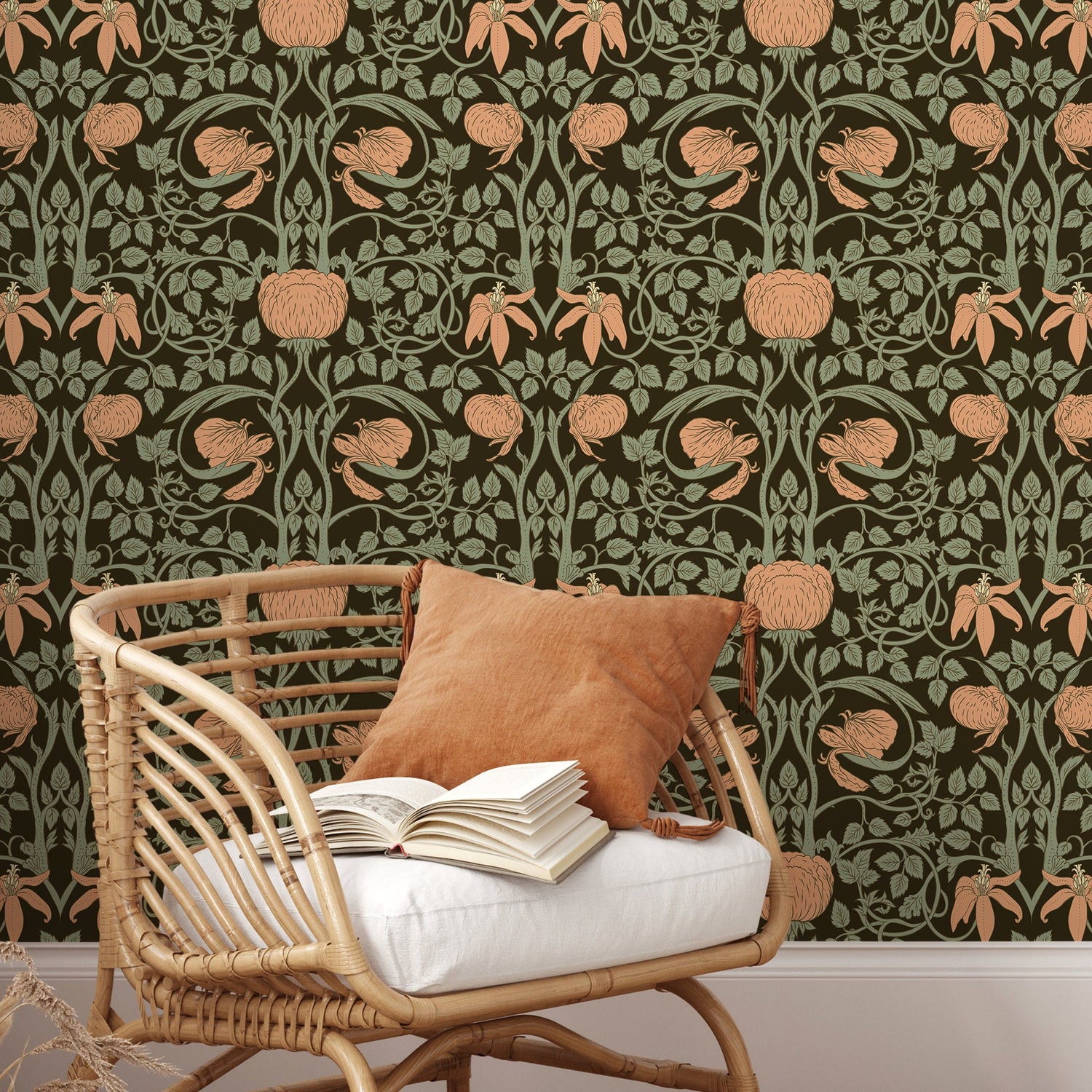 Floral Pumpkin Fantasy Wallpaper - D477