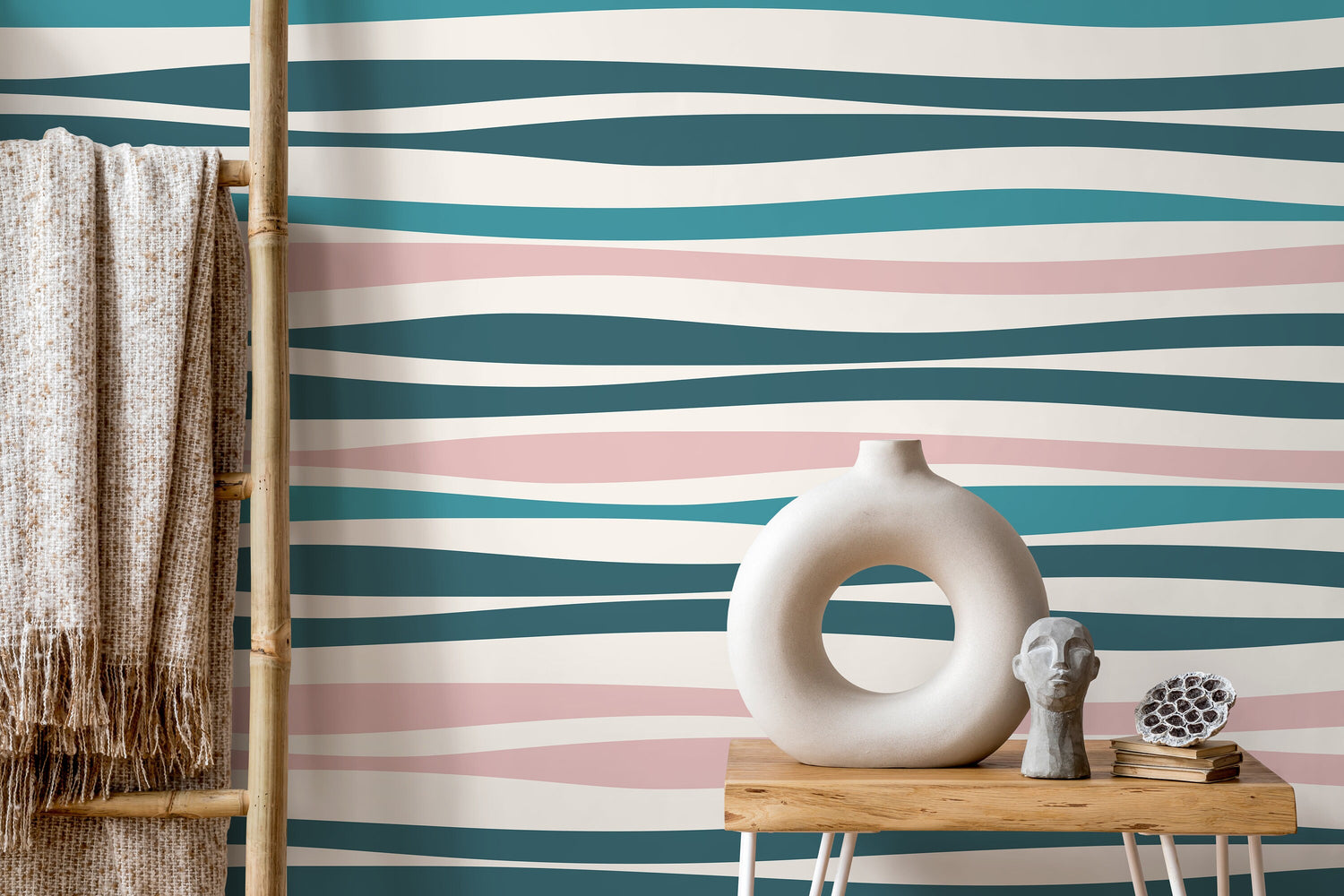 Wavy Lines Pastel Elegance Wallpaper - D487