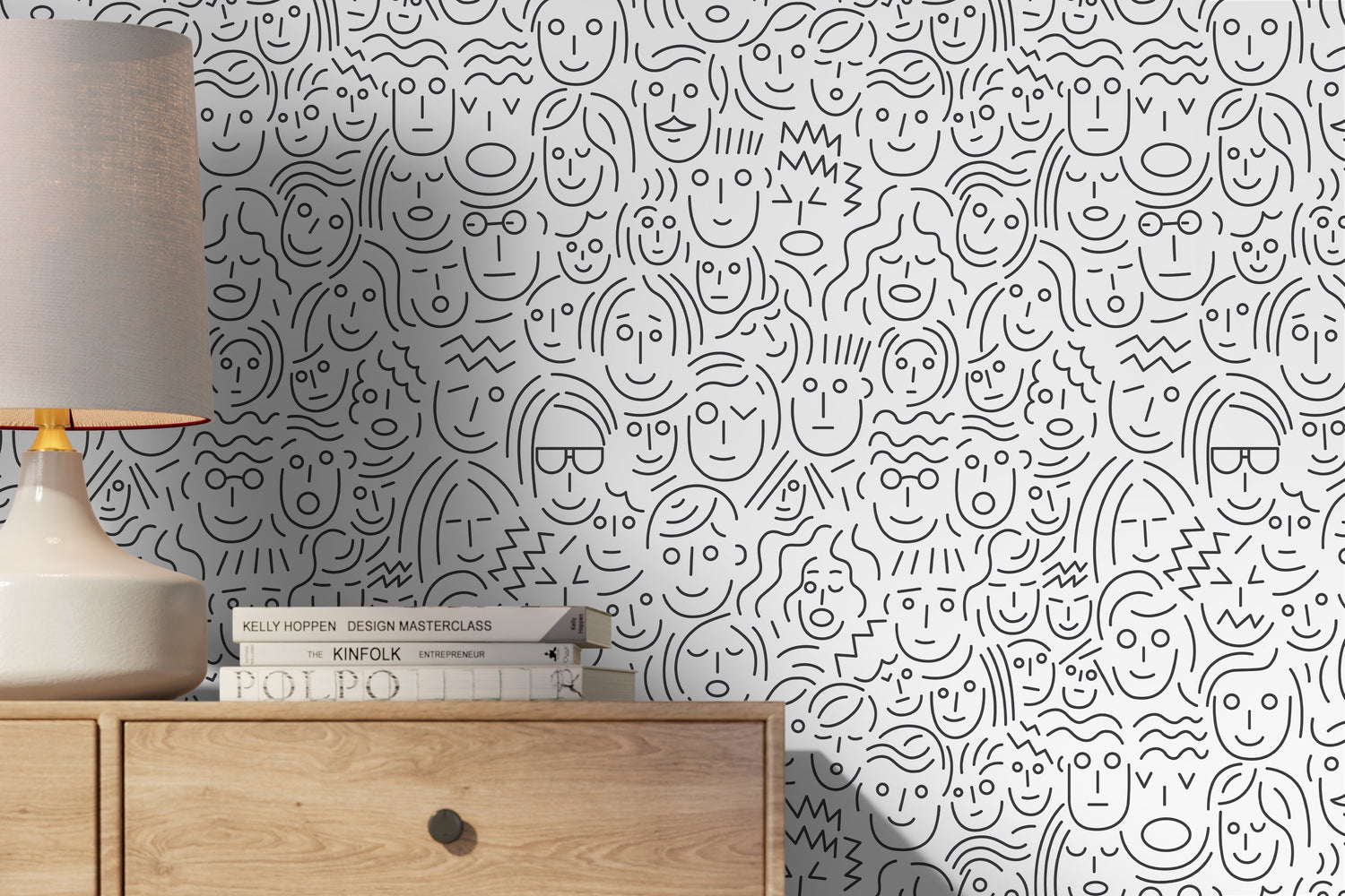 Faces Wallpaper - Removable Wallpaper Peel and Stick Wallpaper Wall Paper Wall Mural - B280