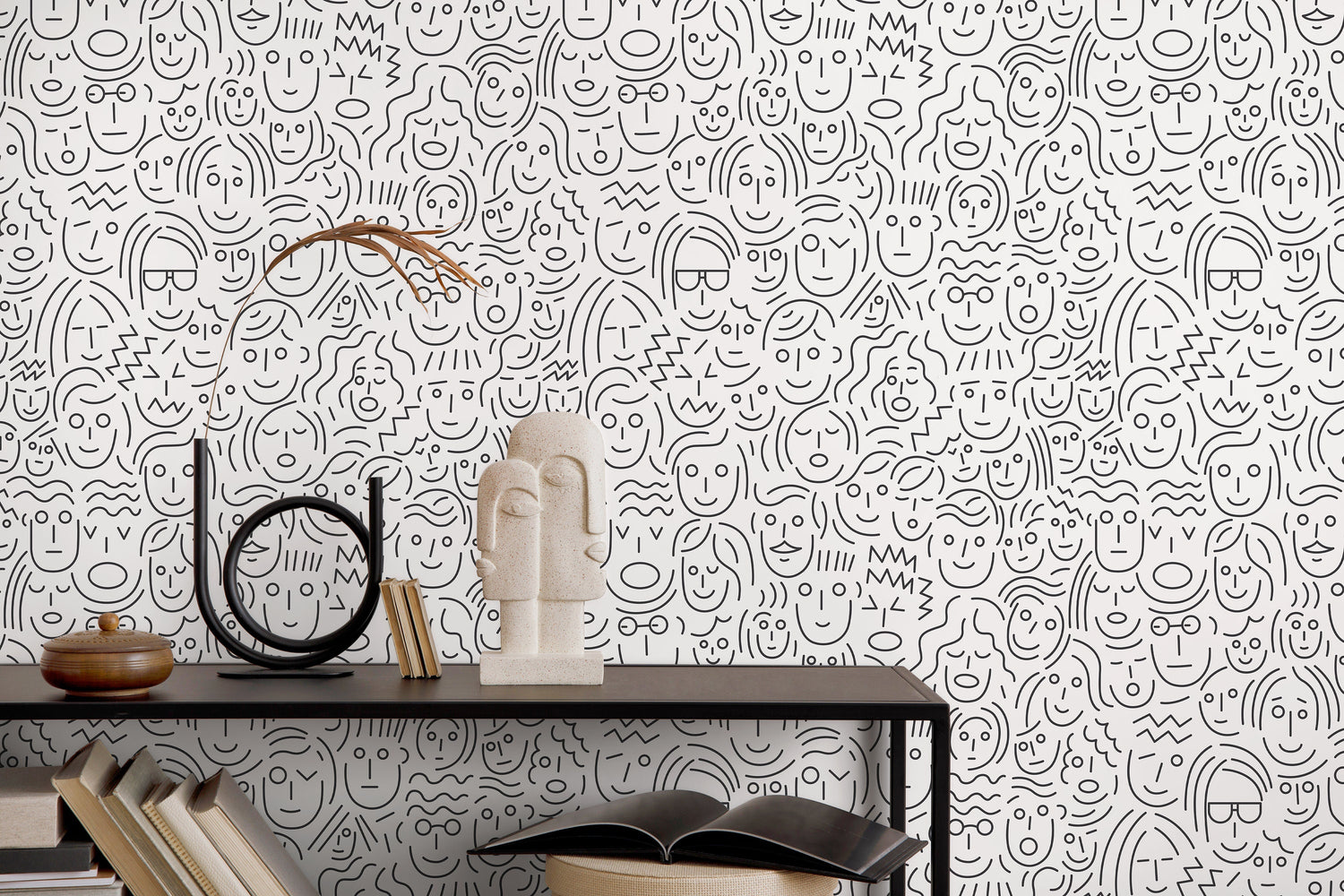 Faces Wallpaper - Removable Wallpaper Peel and Stick Wallpaper Wall Paper Wall Mural - B280