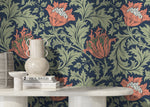 Floral William Morris Wallpaper / Peel and Stick Wallpaper Removable Wallpaper Home Decor Wall Art Wall Decor Room Decor - D514