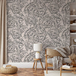 Elegant Peony Sketch Wallpaper - D518