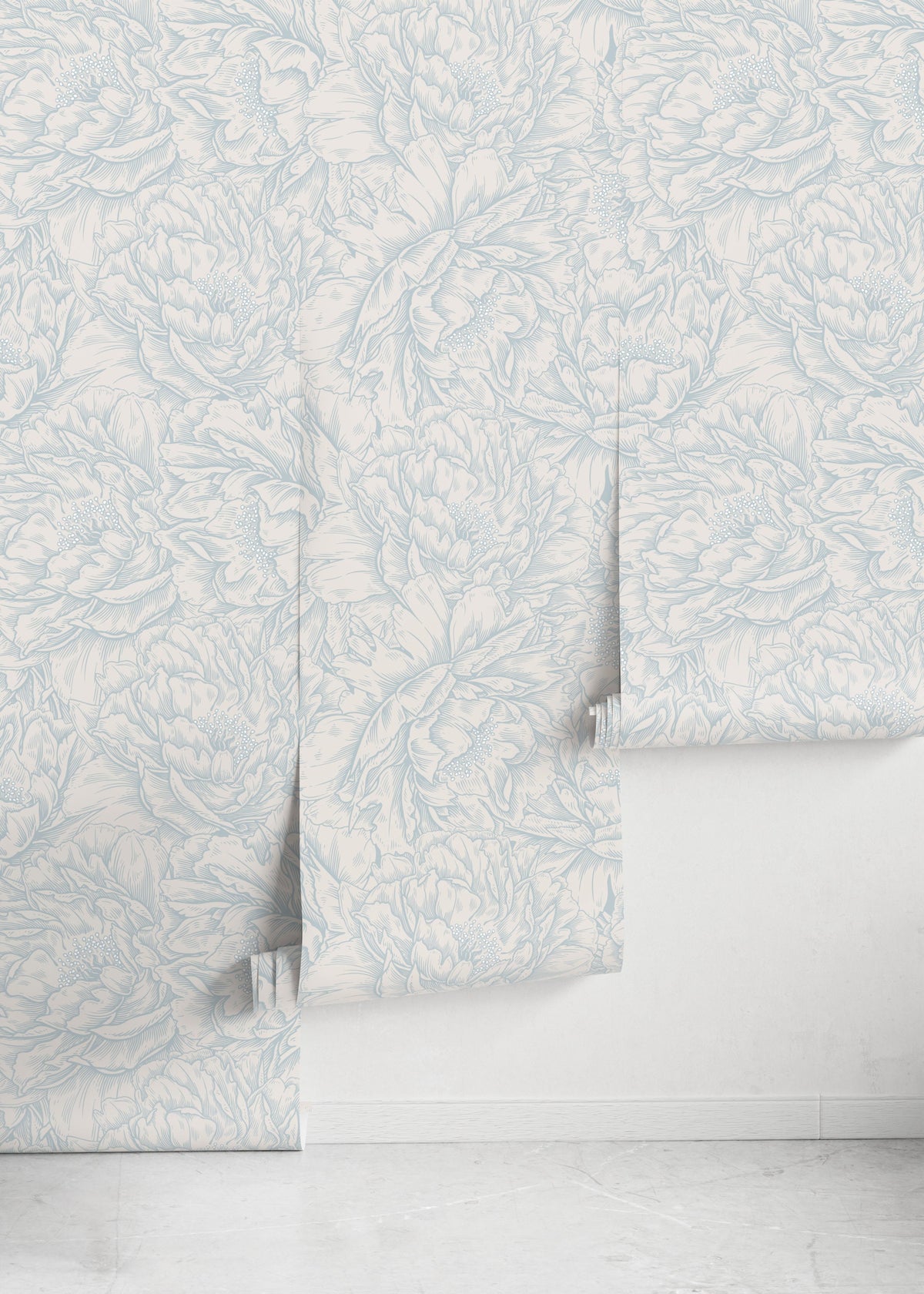 Light Blue Peony Wallpaper / Peel and Stick Wallpaper Removable Wallpaper Home Decor Wall Art Wall Decor Room Decor - D519