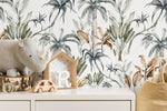 Botanical Palms Wallpaper / Peel and Stick Wallpaper Removable Wallpaper Home Decor Wall Art Wall Decor Room Decor - D540