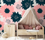 Flat Flowers Wallpaper - Removable Wallpaper Peel and Stick Wallpaper Wall Paper - B374