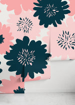 Flat Flowers Wallpaper - Removable Wallpaper Peel and Stick Wallpaper Wall Paper - B374