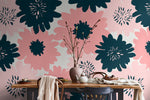 Flat Flowers Wallpaper - Removable Wallpaper Peel and Stick Wallpaper Wall Paper - B374