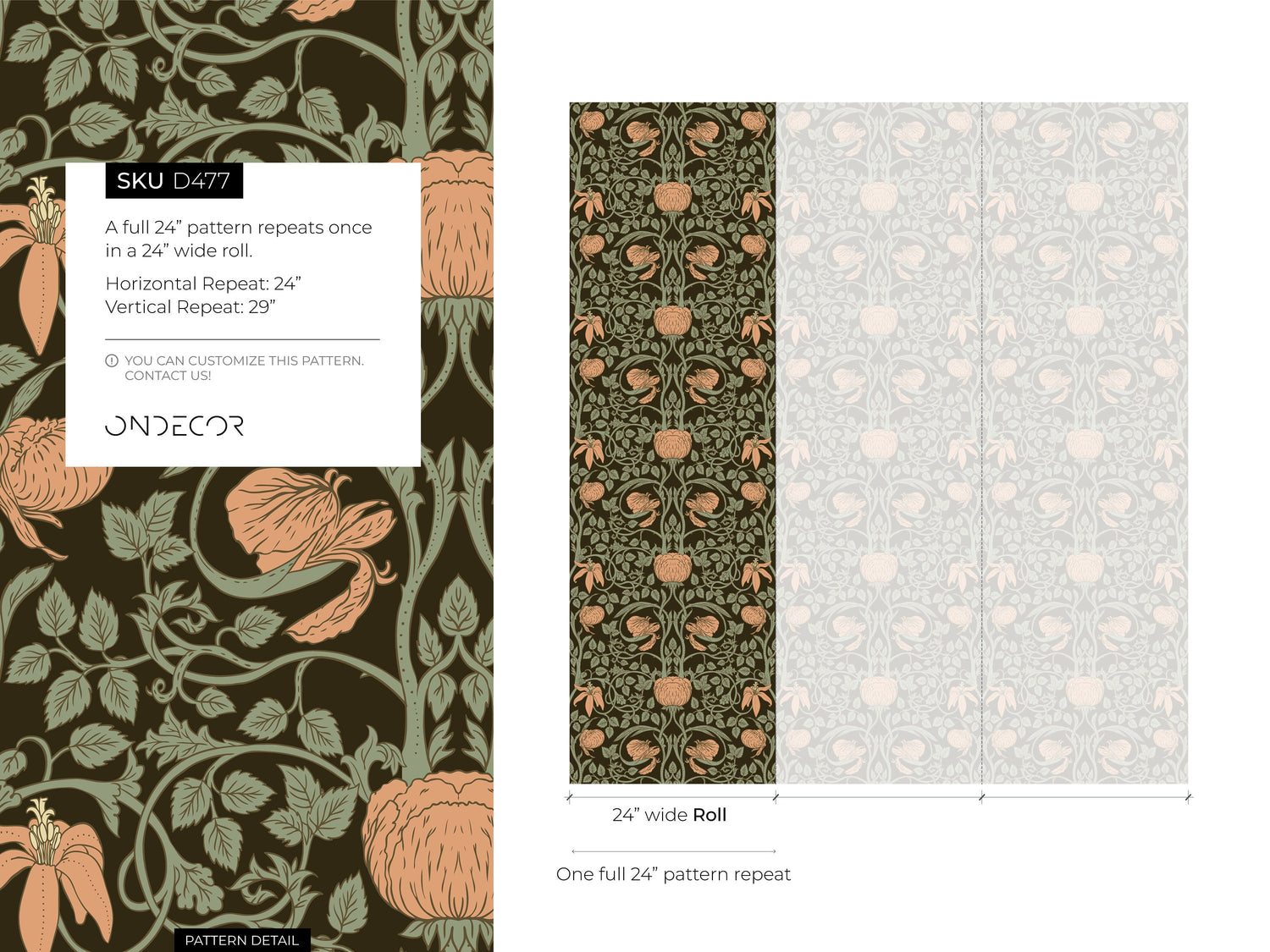 Floral Pumpkin Fantasy Wallpaper - D477