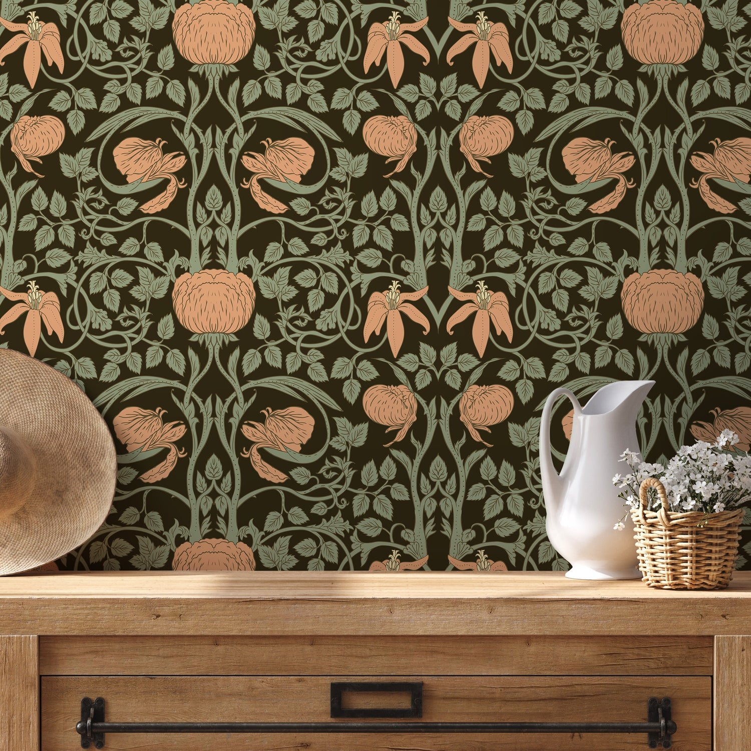 Floral Pumpkin Fantasy Wallpaper - D477