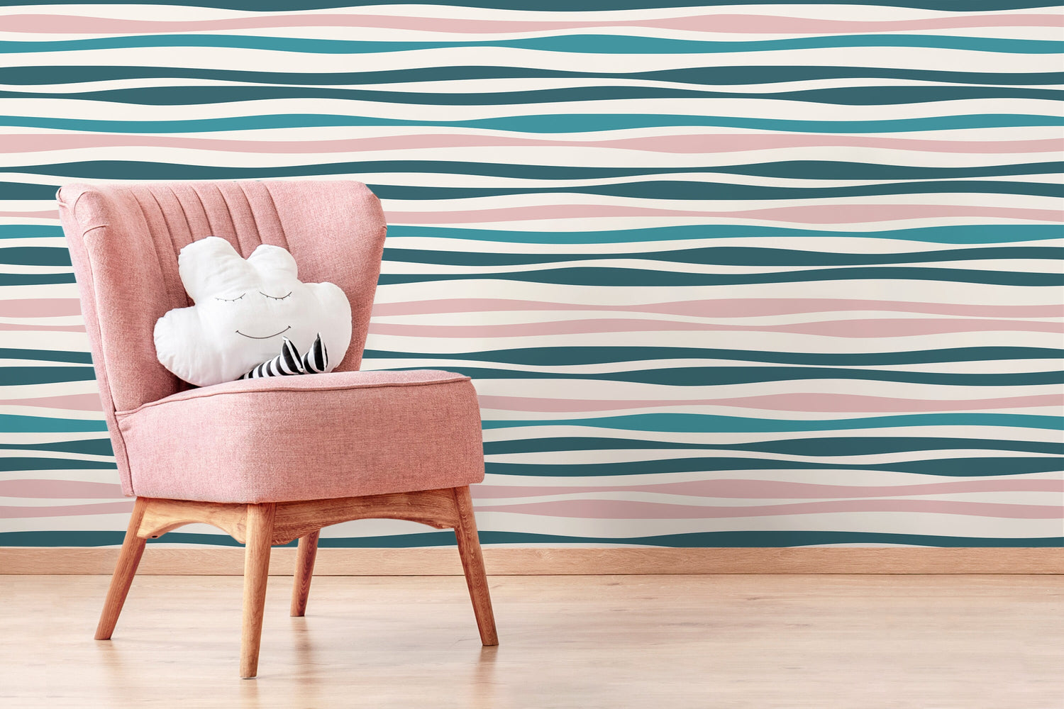 Wavy Lines Pastel Elegance Wallpaper - D487