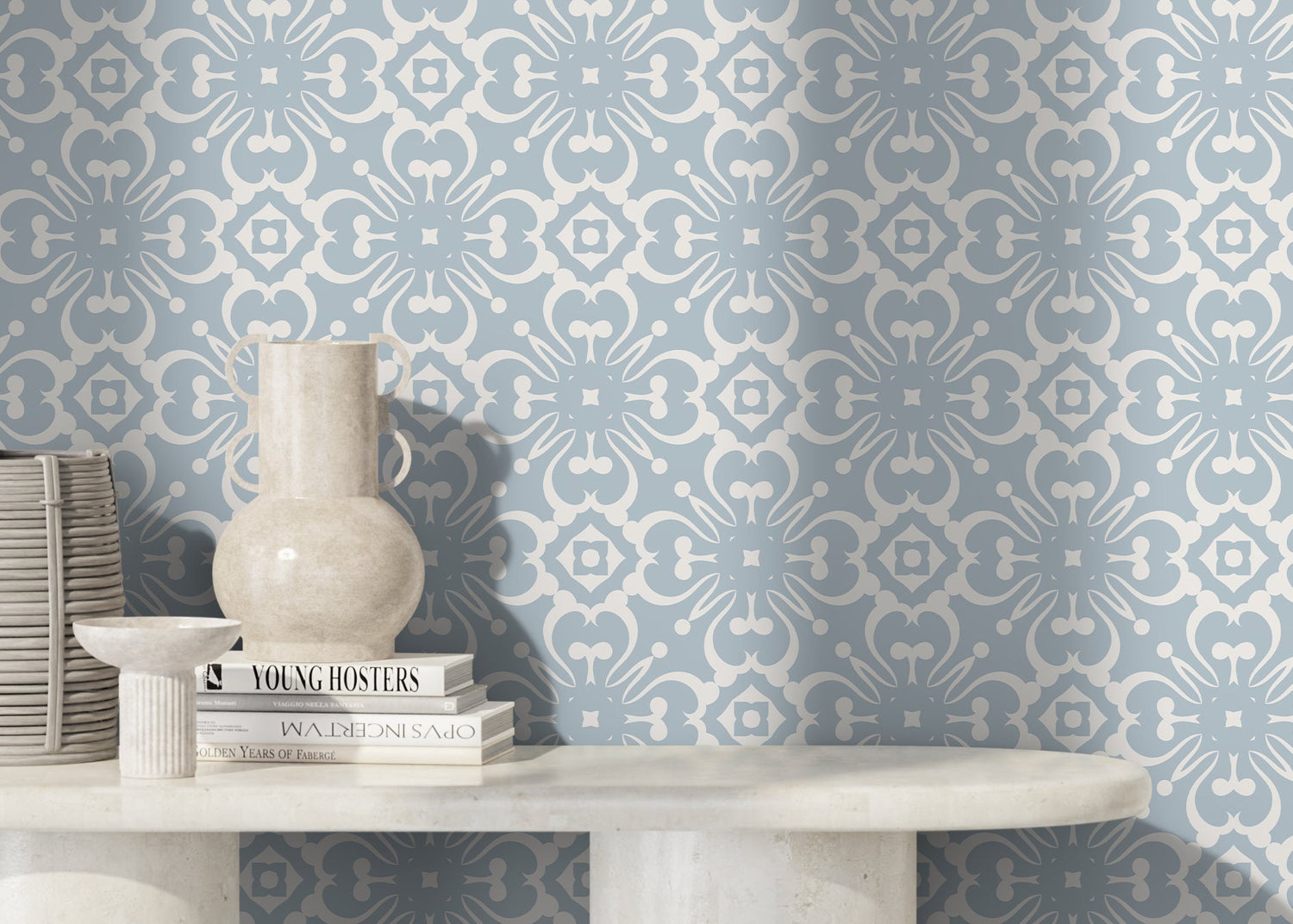 Light Blue Tile Wallpaper / Peel and Stick Wallpaper Removable Wallpaper Home Decor Wall Art Wall Decor Room Decor - D178