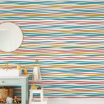 Colorful Abstract Striped Wallpaper / Peel and Stick Wallpaper Removable Wallpaper Home Decor Wall Art Wall Decor Room Decor - D490