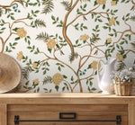 Floral Chinoiserie Wallpaper / Peel and Stick Wallpaper Removable Wallpaper Home Decor Wall Art Wall Decor Room Decor - D503