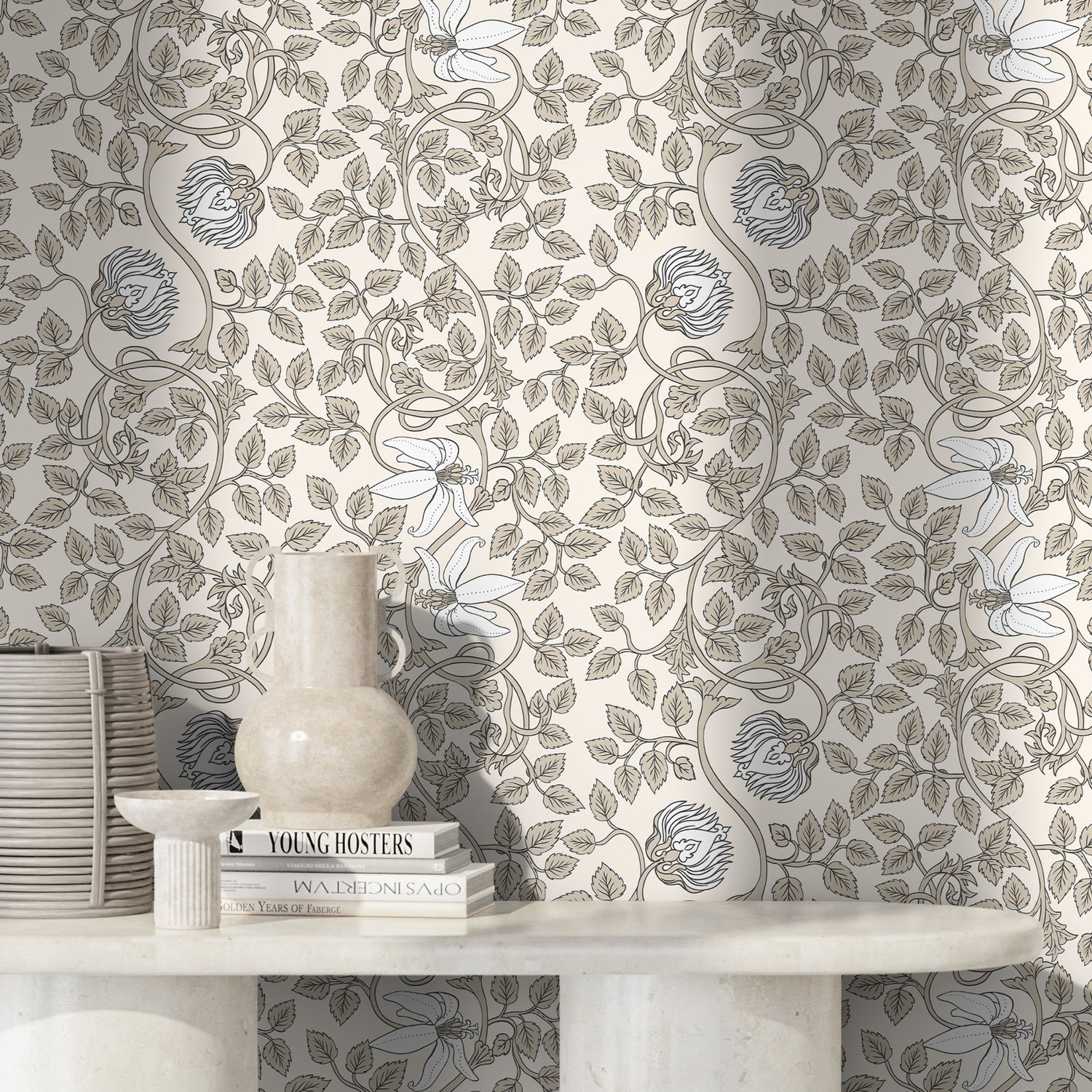 Neutral William Morris Wallpaper / Peel and Stick Wallpaper Removable Wallpaper Home Decor Wall Art Wall Decor Room Decor - D507