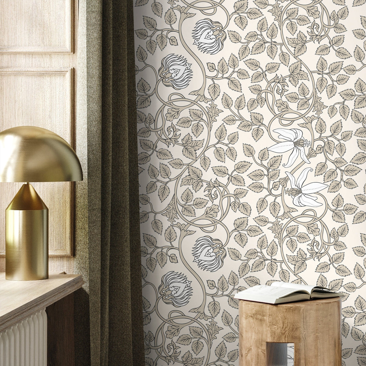 Neutral William Morris Wallpaper / Peel and Stick Wallpaper Removable Wallpaper Home Decor Wall Art Wall Decor Room Decor - D507