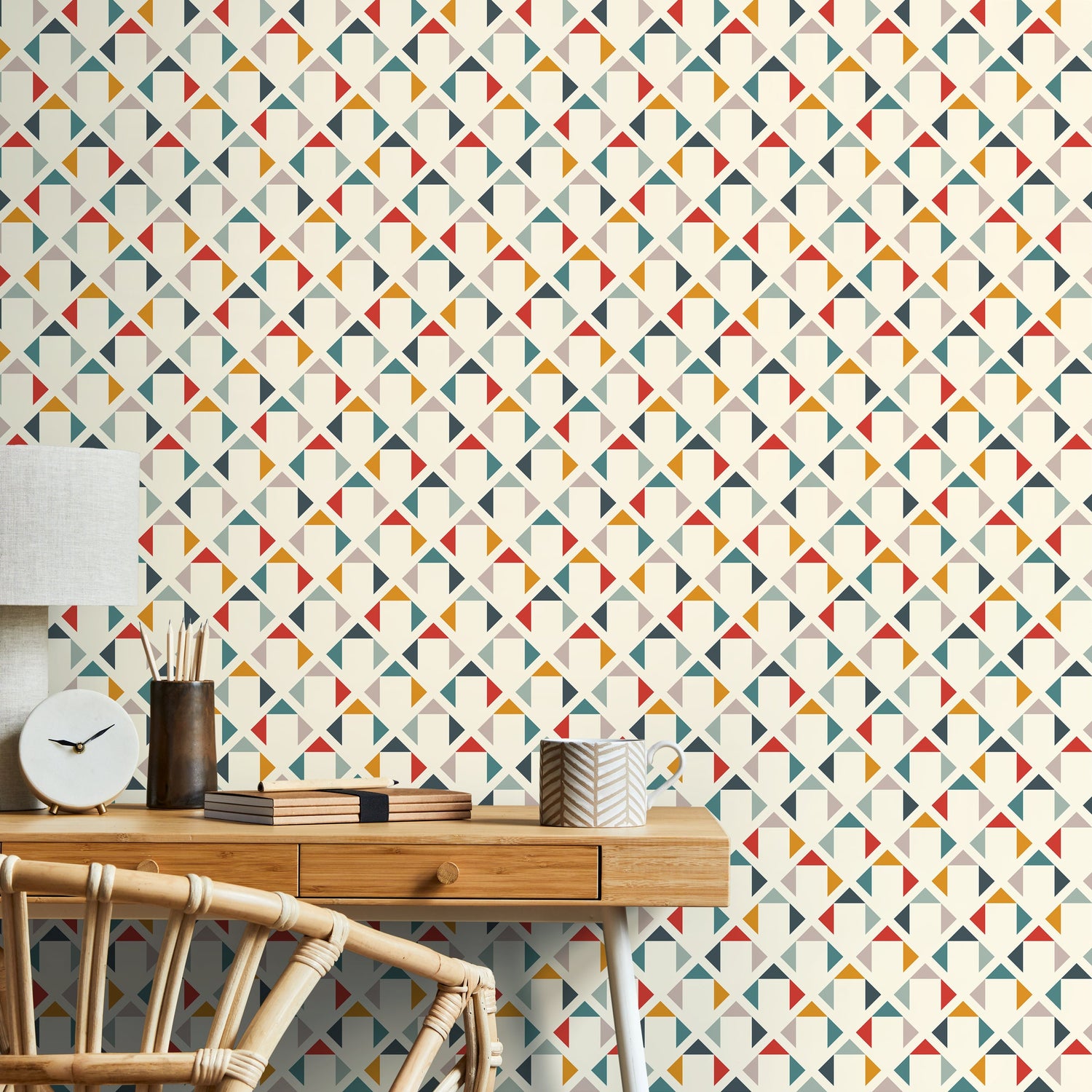 Removable Wallpaper Peel and Stick Wallpaper Wall Paper Wall Mural - Geometric Triangles Wallpaper - C169