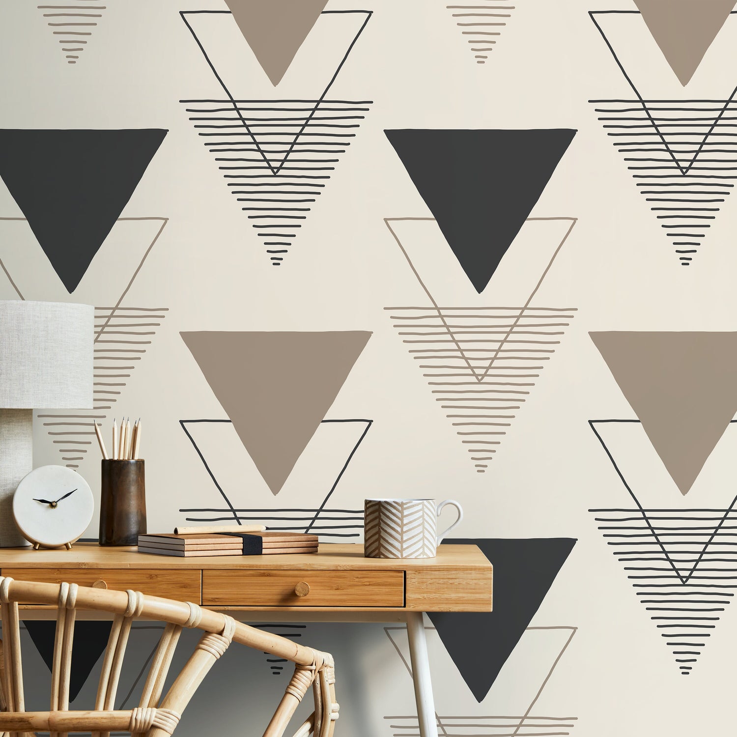 Removable Wallpaper Peel and Stick Wallpaper Wall Paper Wall Mural - Geometric Triangles Wallpaper - C244