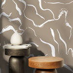 Removable Wallpaper Peel and Stick Wallpaper Wall Paper Wall Mural - Monochromatic Watercolor Leaves Wallpaper - C264