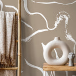 Removable Wallpaper Peel and Stick Wallpaper Wall Paper Wall Mural - Monochromatic Watercolor Leaves Wallpaper - C264