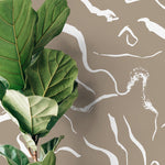 Removable Wallpaper Peel and Stick Wallpaper Wall Paper Wall Mural - Monochromatic Watercolor Leaves Wallpaper - C264