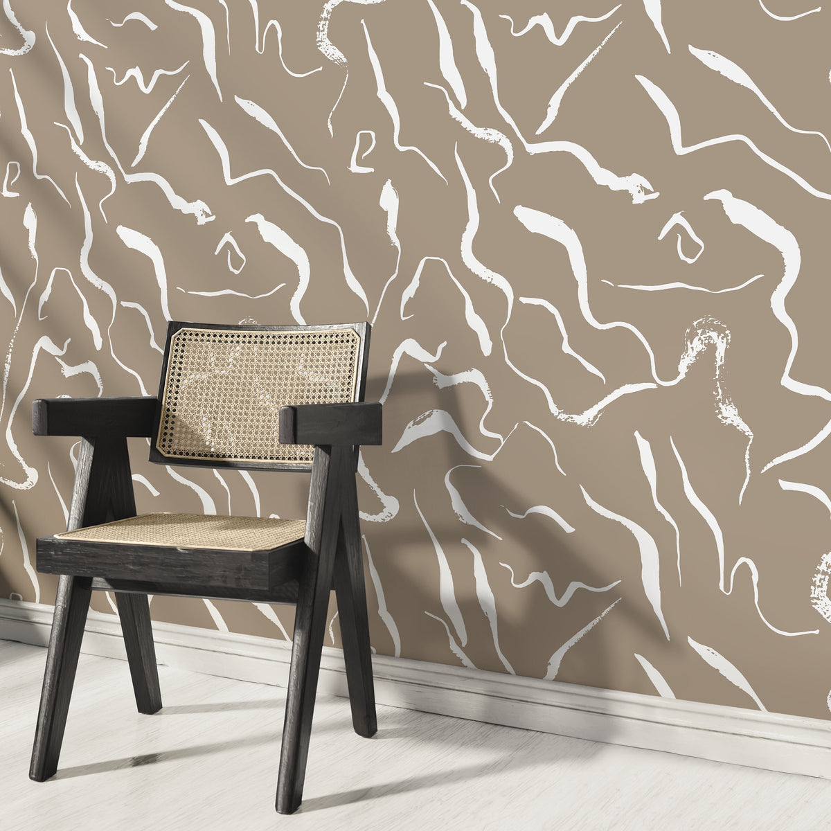 Removable Wallpaper Peel and Stick Wallpaper Wall Paper Wall Mural - Monochromatic Watercolor Leaves Wallpaper - C264