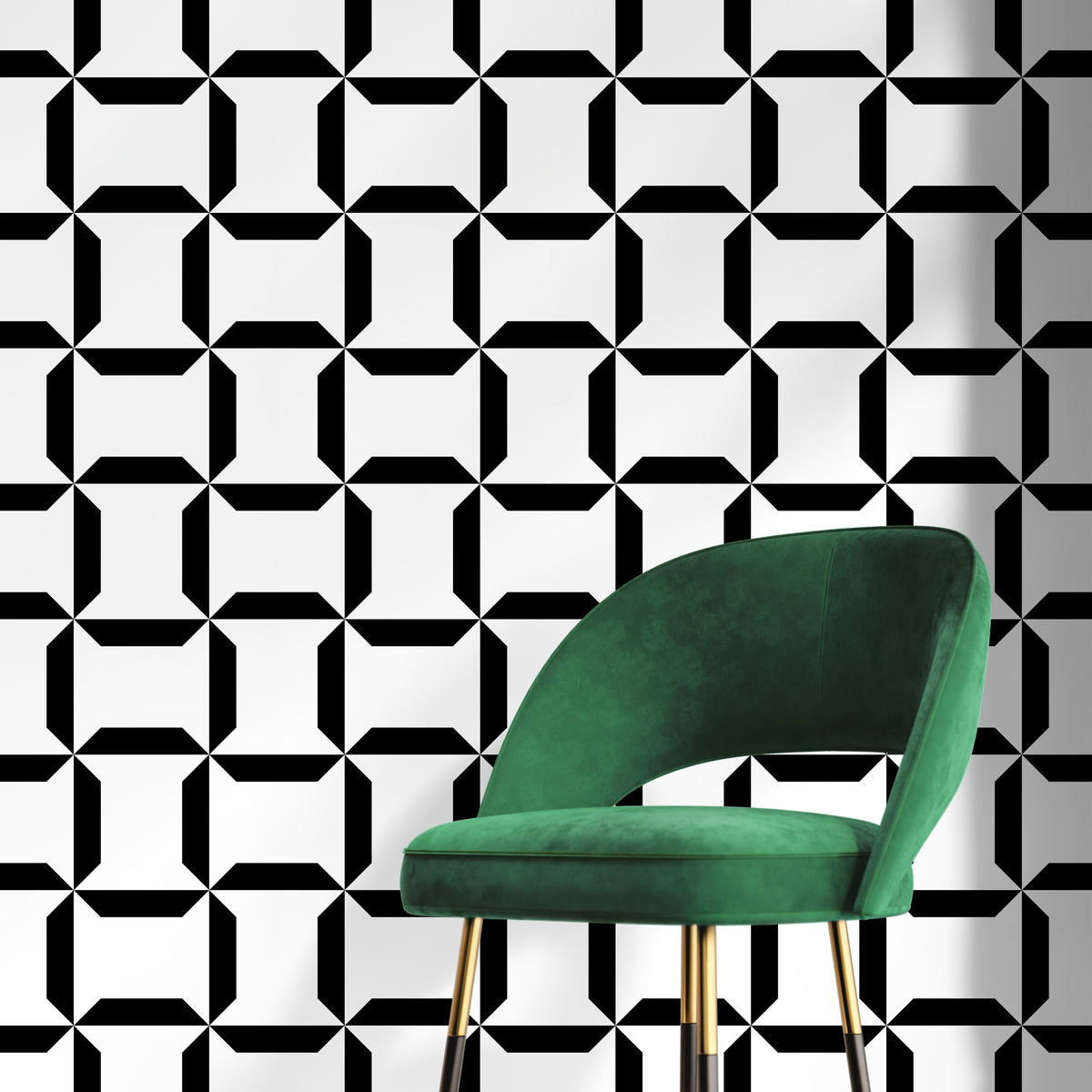 Removable Wallpaper Peel and Stick Wallpaper Wall Paper Wall Mural - Geometric Black and White Wallpaper - C283