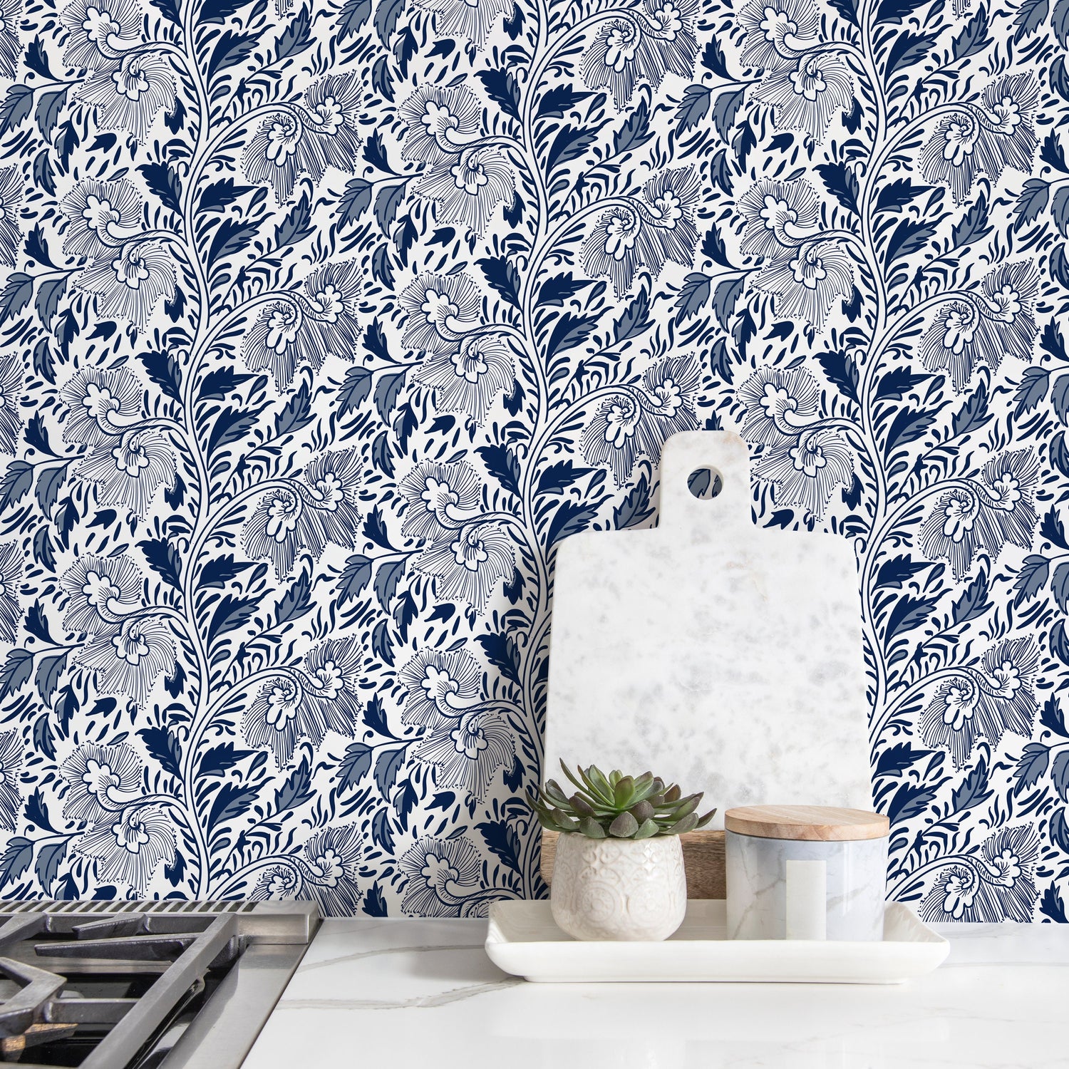 Ornamental Flowers Wallpaper - Removable Wallpaper Peel and Stick Wallpaper Wall Paper - C293