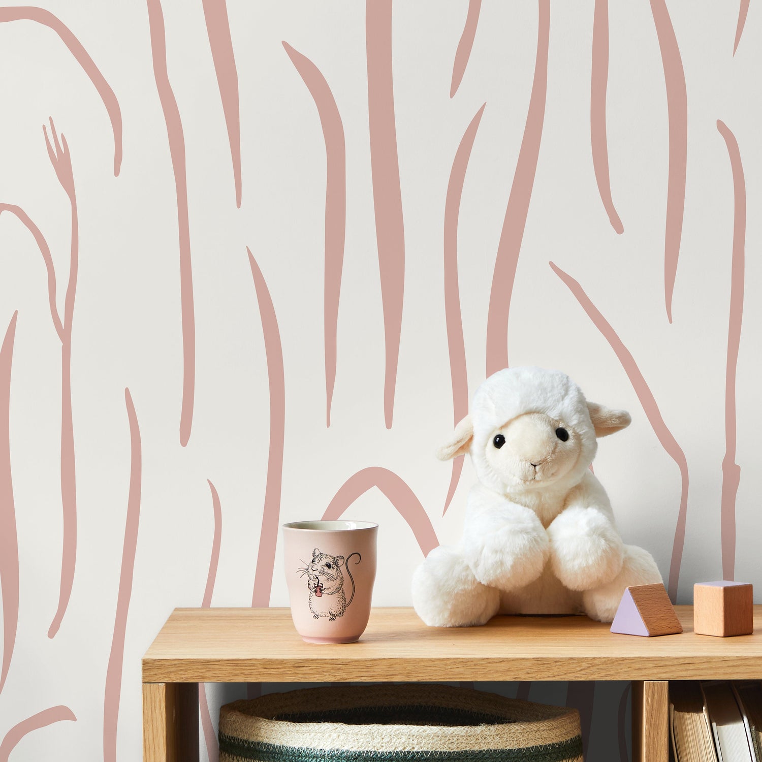 Pink Leaf Wallpaper Nursery Wallpaper Peel and Stick and Traditional Wallpaper - D616