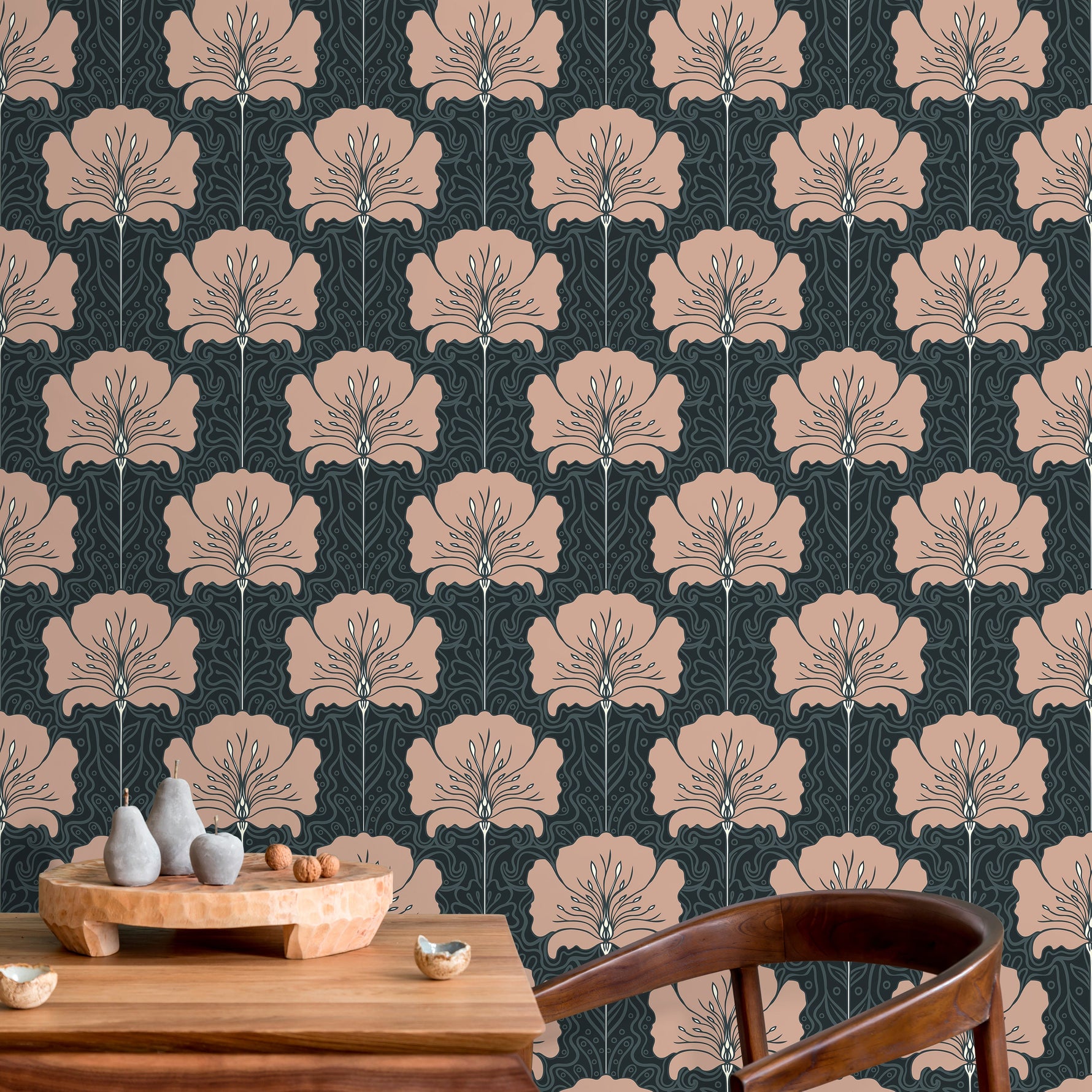 Wallpaper Peel and Stick Wallpaper Removable Wallpaper Home Decor Wall Art Wall Decor Room Decor / Art Noveau Floral Wallpaper - C389