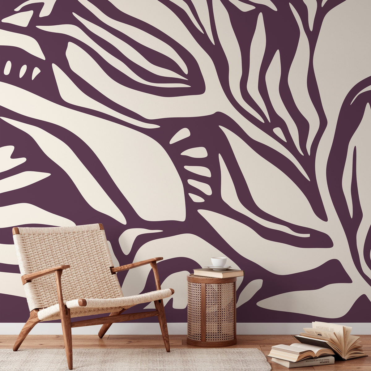 Purple Abstract Art Wallpaper Large Modern Wallpaper Peel and Stick and Traditional Wallpaper - D626