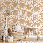 Yellow Floral Abstract Wallpaper Modern Wallpaper Peel and Stick and Traditional Wallpaper - D659