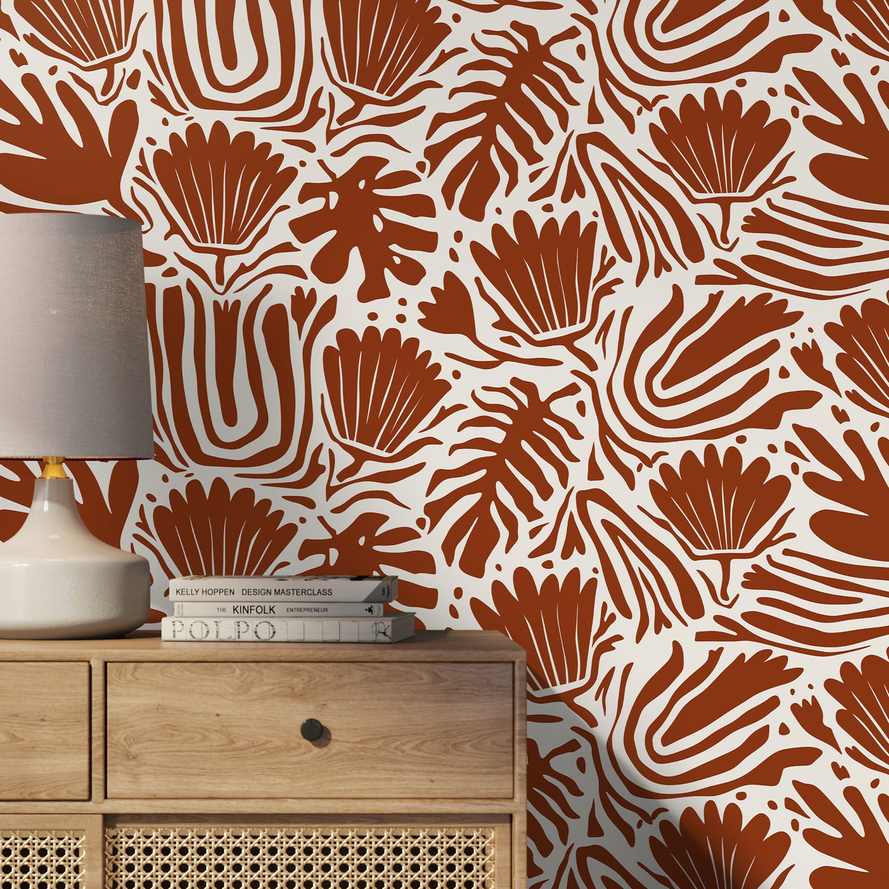 Copper Floral Abstract Wallpaper Modern Wallpaper Peel and Stick and Traditional Wallpaper - D660