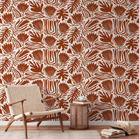 Thumbnail for Copper Floral Abstract Wallpaper Modern Wallpaper Peel and Stick and Traditional Wallpaper - D660