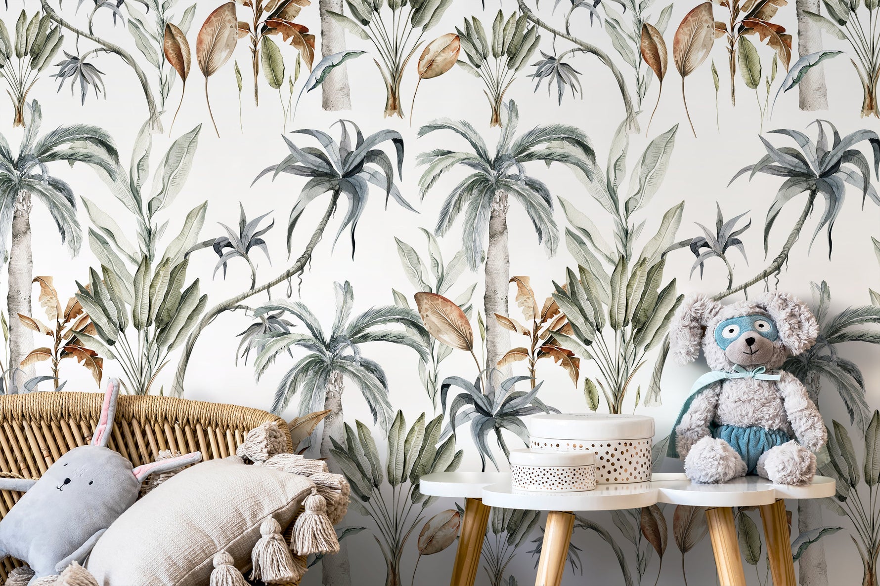 Botanical Palms Wallpaper / Peel and Stick Wallpaper Removable Wallpaper Home Decor Wall Art Wall Decor Room Decor - D540