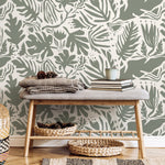 Leaf Abstract Wallpaper Boho Wallpaper Peel and Stick and Traditional Wallpaper - D668