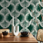 Green Modern Palms Wallpaper / Peel and Stick Wallpaper Removable Wallpaper Home Decor Wall Art Wall Decor Room Decor - C688