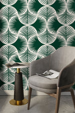 Green Modern Palms Wallpaper / Peel and Stick Wallpaper Removable Wallpaper Home Decor Wall Art Wall Decor Room Decor - C688