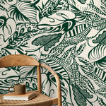 Green Leaf Abstract Wallpaper / Peel and Stick Wallpaper Removable Wallpaper Home Decor Wall Art Wall Decor Room Decor - C706