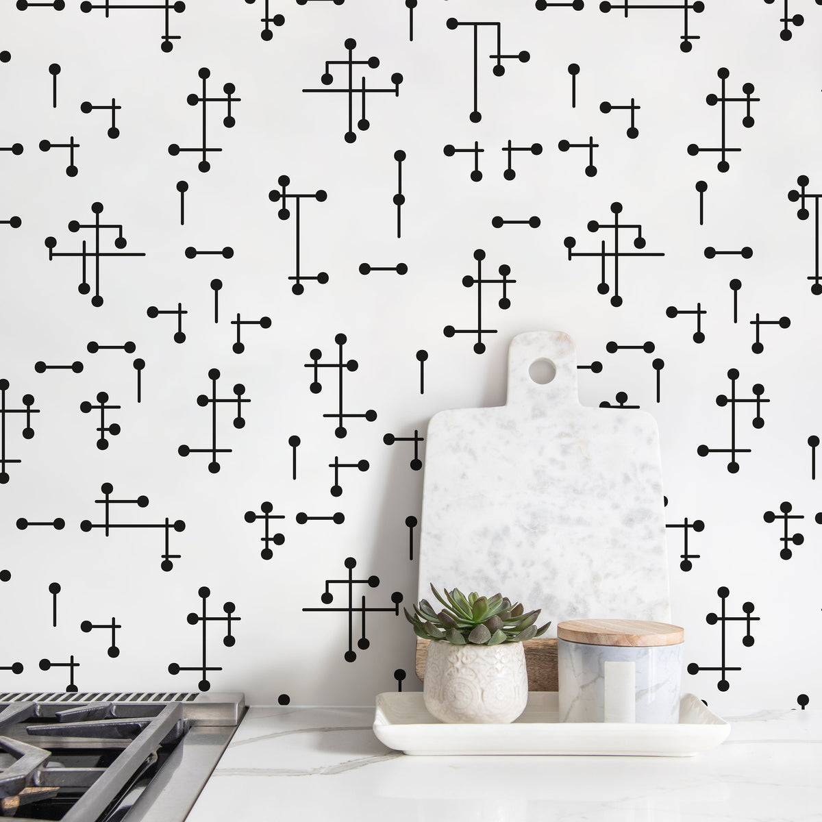 Removable Wallpaper Peel and Stick Wallpaper Wall Paper Wall Mural - Black and White Minimal Wallpaper - B969