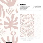 Pink Abstract Leaf Wallpaper Boho Wallpaper Peel and Stick and Traditional Wallpaper - D686