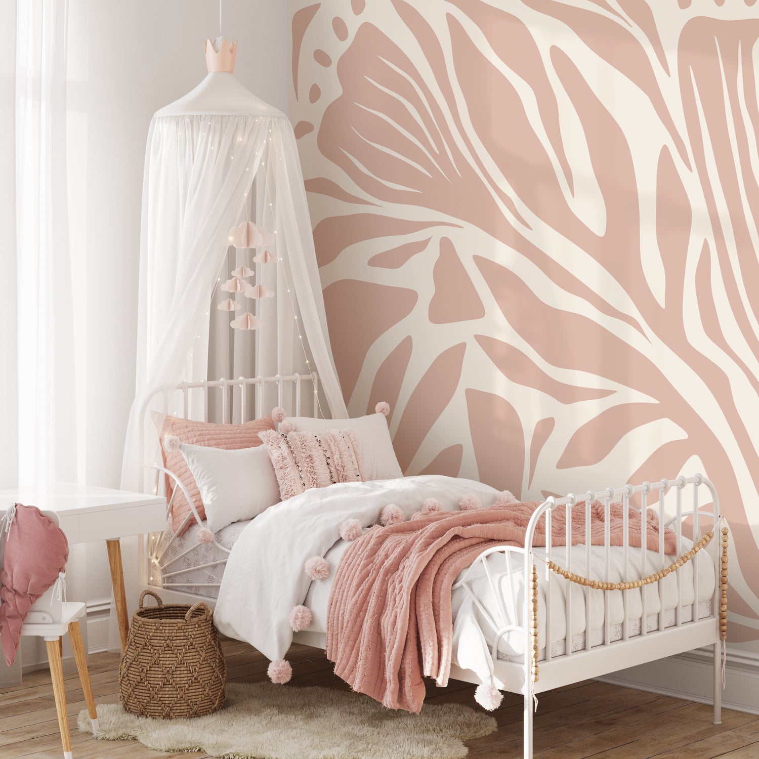 Light Pink Abstract Wallpaper Contemporary Mural Peel and Stick and Traditional Wallpaper - D694