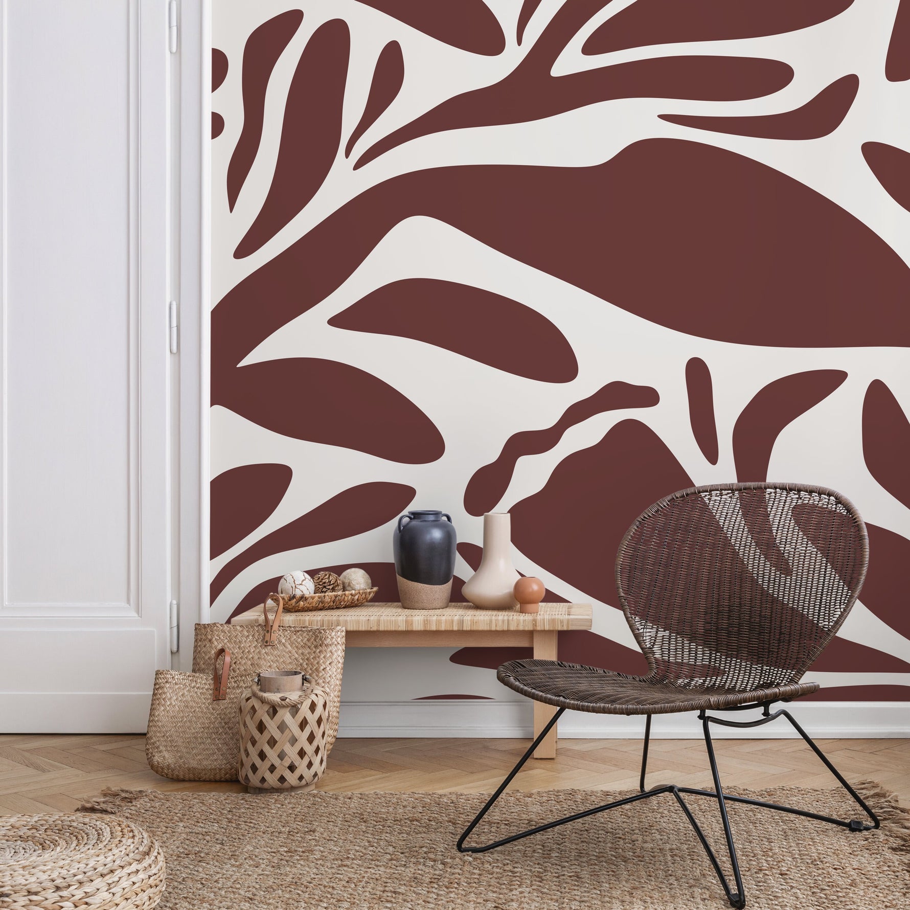 Earthy Botanical Shapes Wallpaper - D704